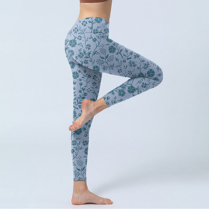 Leggings de yoga para mujer con estampado de plantas y flores exuberantes y Buddha Stones - image 5