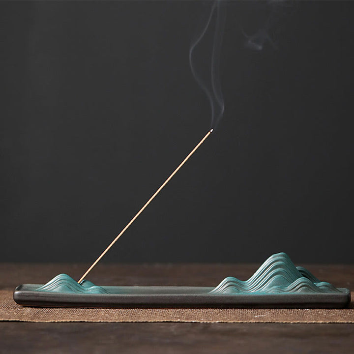 Quemador de incienso de cerámica con forma de conejo, luna y Buddha Stones, PiXiu, para curación de montañas