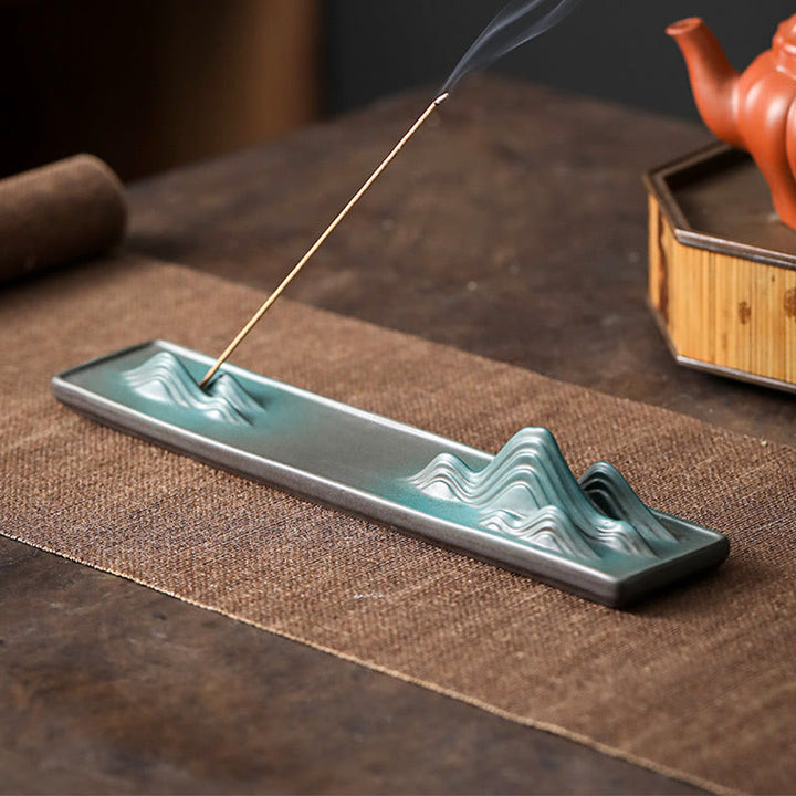 Quemador de incienso de cerámica con forma de conejo, luna y Buddha Stones, PiXiu, para curación de montañas