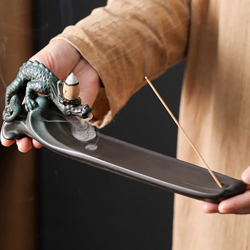 Quemador de incienso de cerámica con forma de conejo, luna y Buddha Stones, PiXiu, para curación de montañas