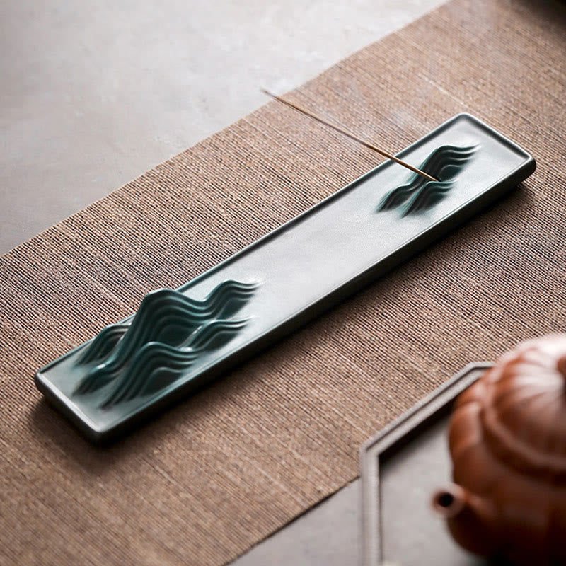 Quemador de incienso de cerámica con forma de conejo, luna y Buddha Stones, PiXiu, para curación de montañas