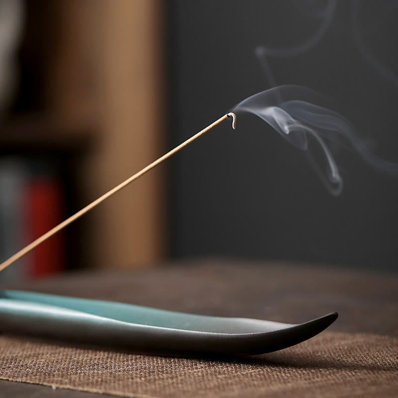 Quemador de incienso de cerámica curativo de bambú con forma de mariposa, tres Buddha Stones