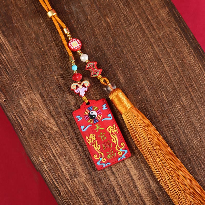 Buddha Stones con cinabrio natural Bagua Yin Yang Fu Carácter Bendición Decoración colgante para coche