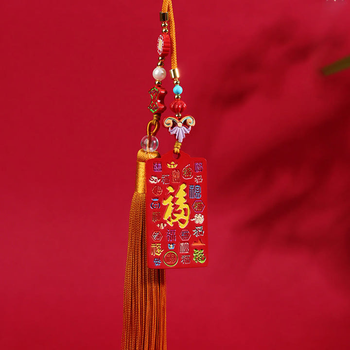 Buddha Stones con cinabrio natural Bagua Yin Yang Fu Carácter Bendición Decoración colgante para coche