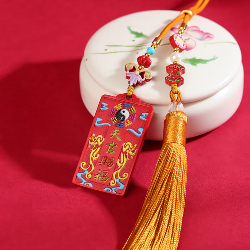 Buddha Stones con cinabrio natural Bagua Yin Yang Fu Carácter Bendición Decoración colgante para coche