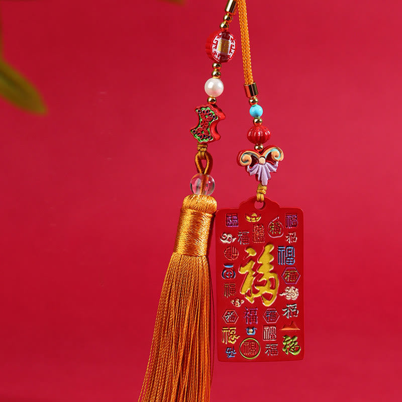 Buddha Stones con cinabrio natural Bagua Yin Yang Fu Carácter Bendición Decoración colgante para coche