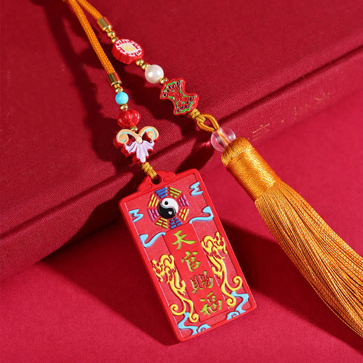 Buddha Stones con cinabrio natural Bagua Yin Yang Fu Carácter Bendición Decoración colgante para coche