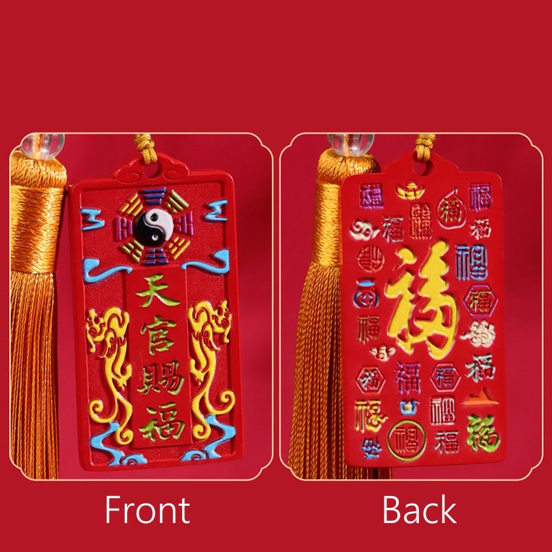 Buddha Stones con cinabrio natural Bagua Yin Yang Fu Carácter Bendición Decoración colgante para coche