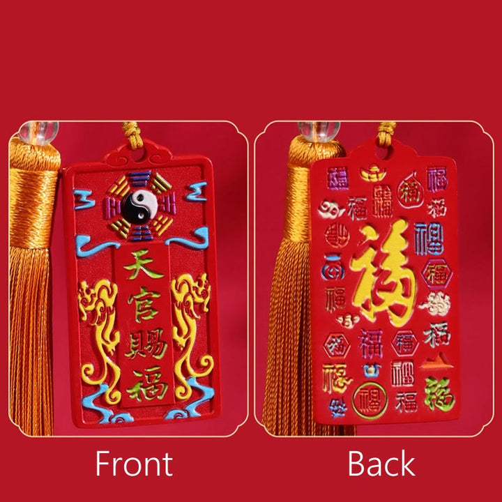 Buddha Stones con cinabrio natural Bagua Yin Yang Fu Carácter Bendición Decoración colgante para coche