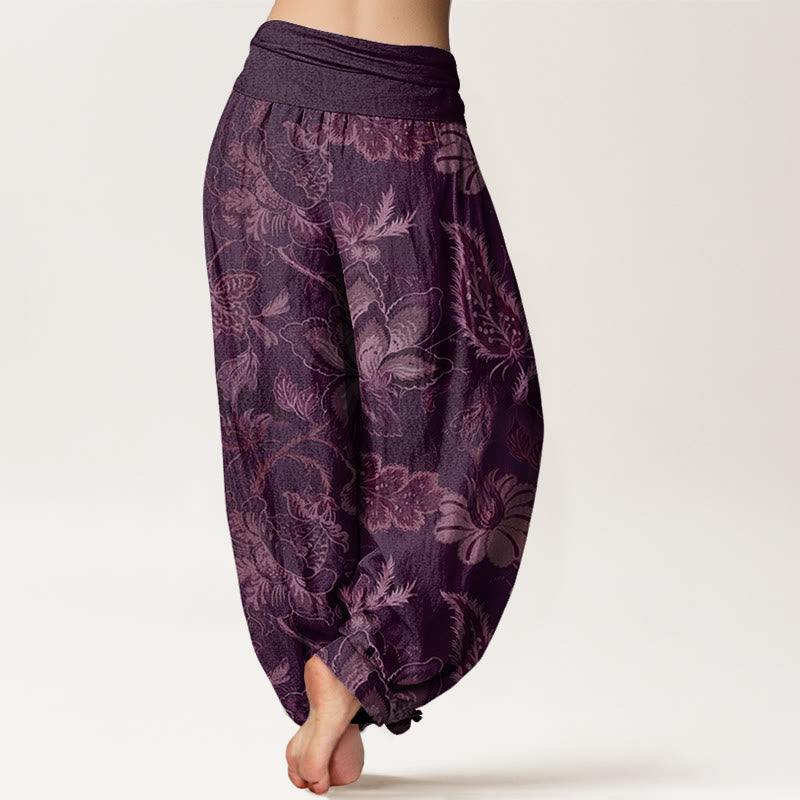 Pantalones harén con cintura elástica para mujer, informales, con estampado floral y Buddha Stones - image 10