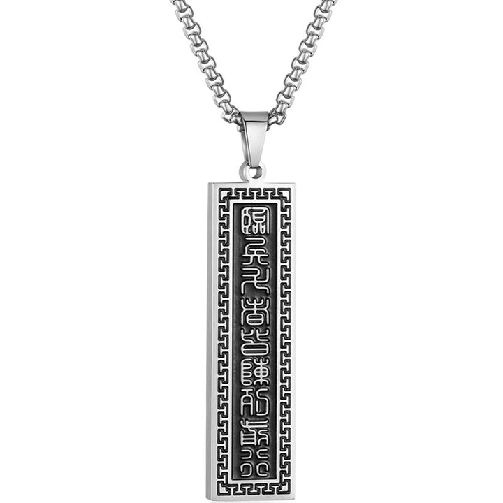 Colgante de collar con mantra de nueve palabras y equilibrio de Yin Yang en acero de titanio con Buddha Stones - image 11