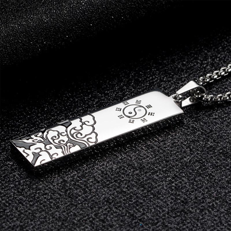 Colgante de collar con mantra de nueve palabras y equilibrio de Yin Yang en acero de titanio con Buddha Stones - image 5