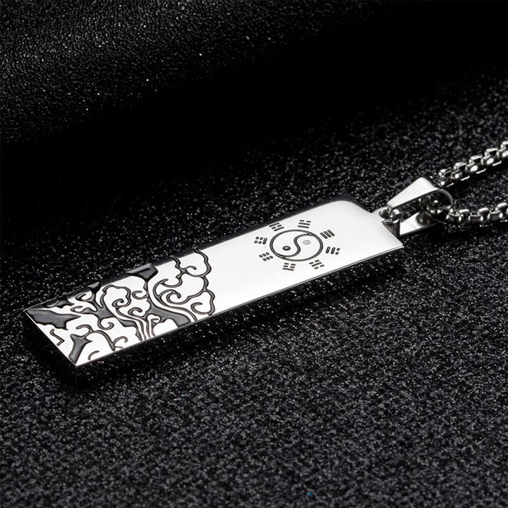 Colgante de collar con mantra de nueve palabras y equilibrio de Yin Yang en acero de titanio con Buddha Stones - image 5