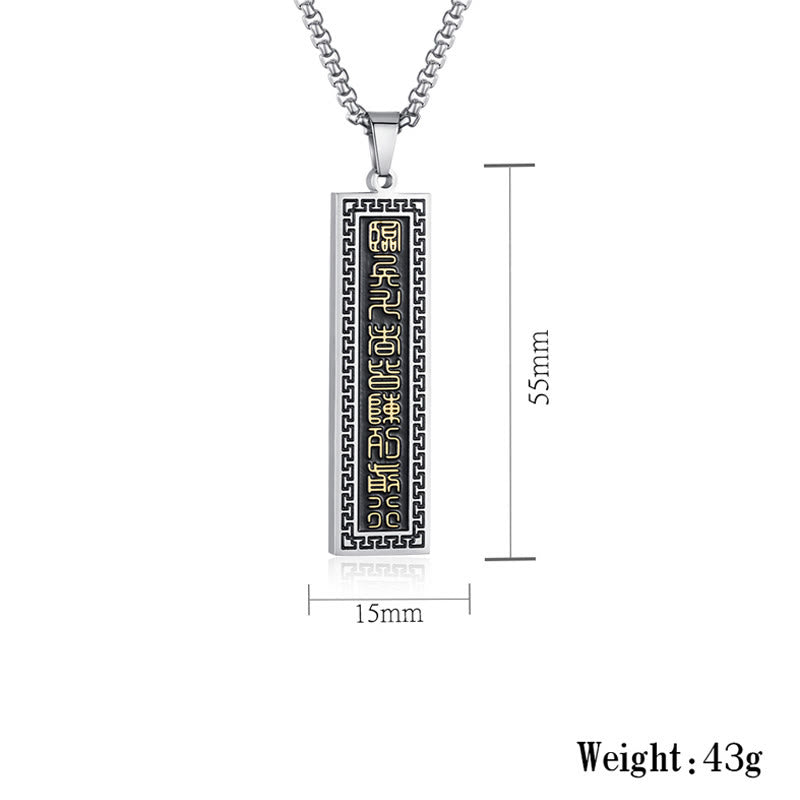 Colgante de collar con mantra de nueve palabras y equilibrio de Yin Yang en acero de titanio con Buddha Stones - image 9