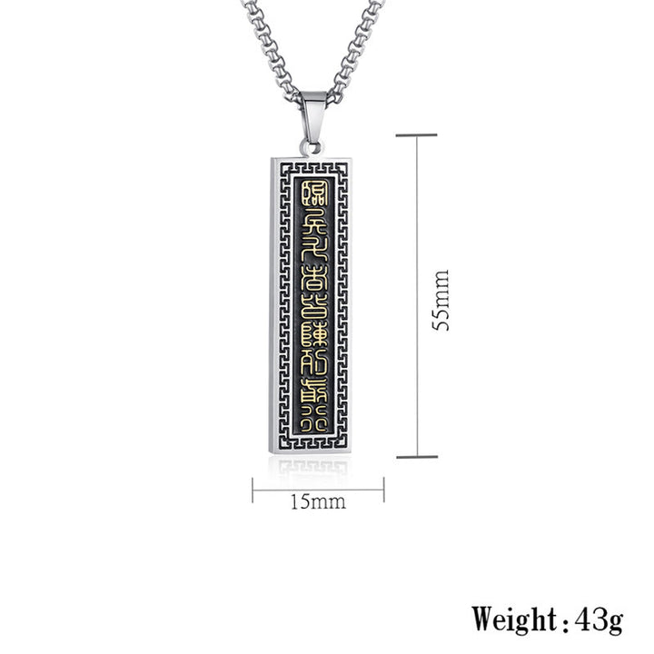 Colgante de collar con mantra de nueve palabras y equilibrio de Yin Yang en acero de titanio con Buddha Stones - image 9