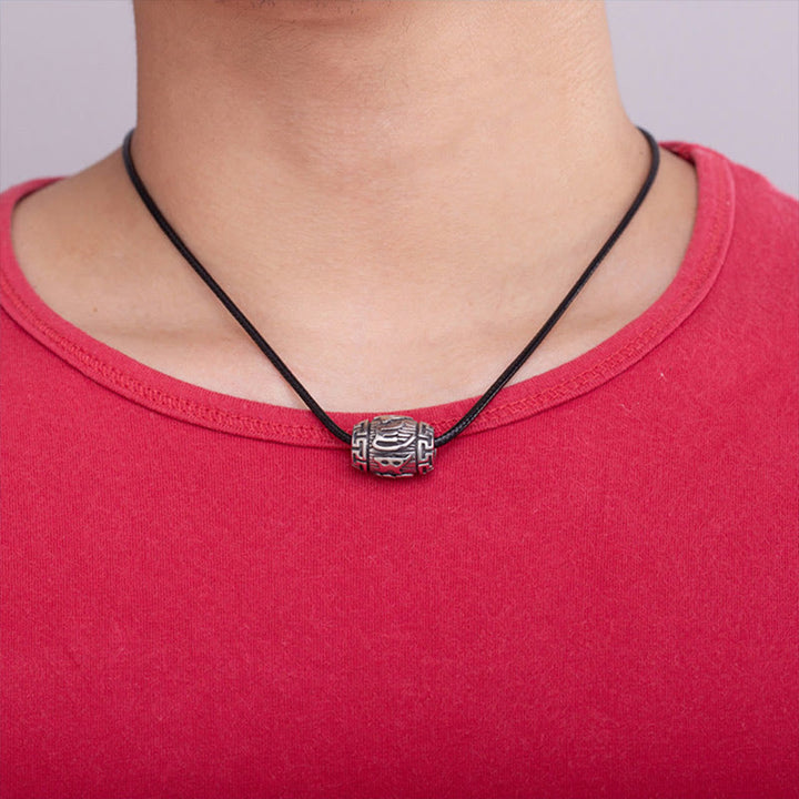 Collar con colgante de acero de titanio con cuatro bestias míticas y Buddha Stones tibetanas Om Mani Padme Hum - image 9