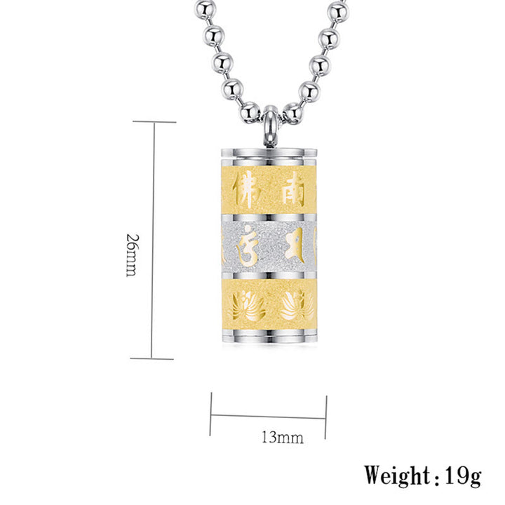 Collar con colgante de acero de titanio con diseño de rueda de oración y Buddha Stones, Om Mani Padme Hum tibetano, con diseño de loto - image 8