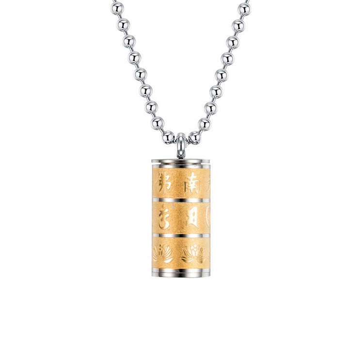 Collar con colgante de acero de titanio con diseño de rueda de oración y Buddha Stones, Om Mani Padme Hum tibetano, con diseño de loto - image 2