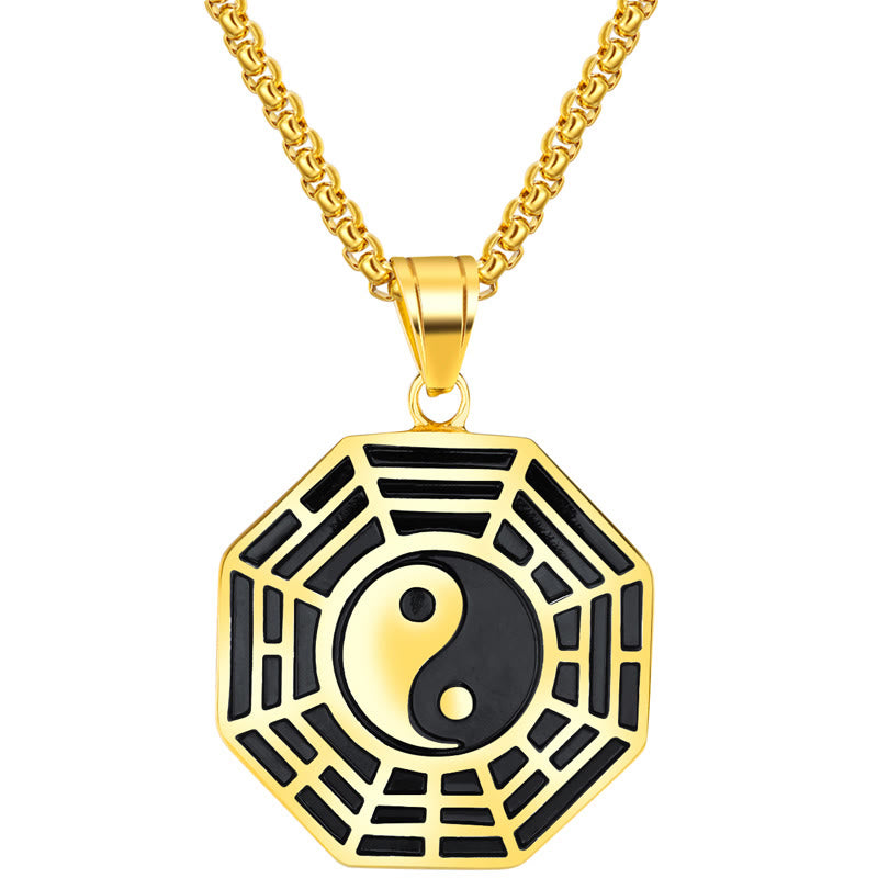 Colgante de collar con patrón de Yin Yang, Bagua, de acero y titanio y Buddha Stones - image 6