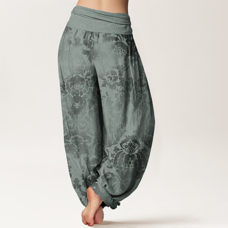 Pantalones harén con cintura elástica para mujer, diseño informal con hojas y flores y piedras de Buddha Stones - image 10
