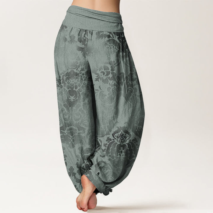 Pantalones harén con cintura elástica para mujer, diseño informal con hojas y flores y piedras de Buddha Stones - image 10