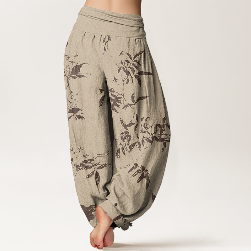 Pantalones harén con cintura elástica para mujer con estampado de ramas de Buddha Stones - image 3
