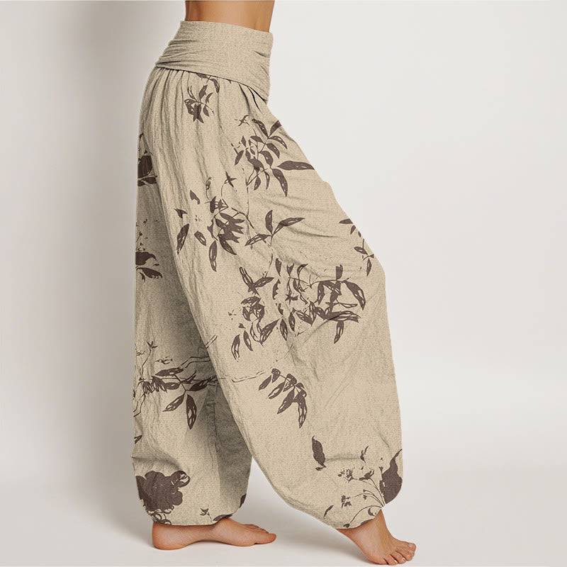 Pantalones harén con cintura elástica para mujer con estampado de ramas de Buddha Stones - image 2