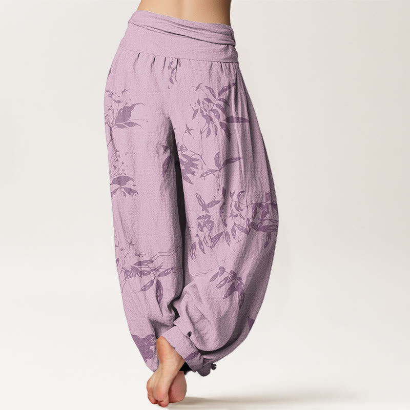 Pantalones harén con cintura elástica para mujer con estampado de ramas de Buddha Stones - image 10