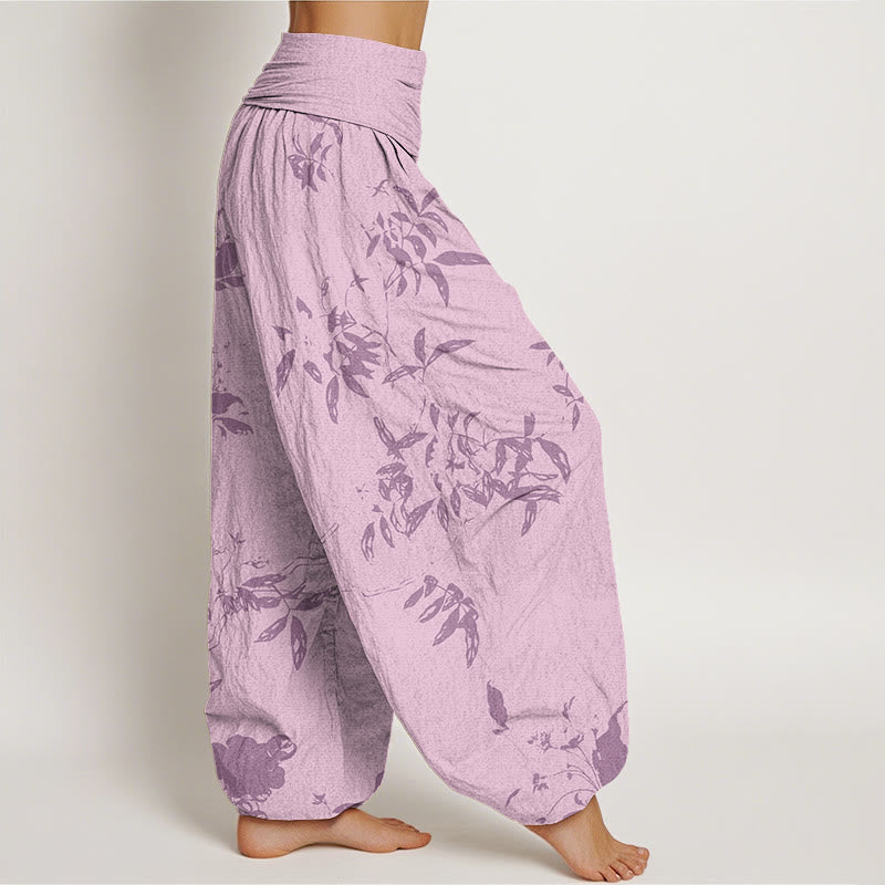 Pantalones harén con cintura elástica para mujer con estampado de ramas de Buddha Stones - image 9
