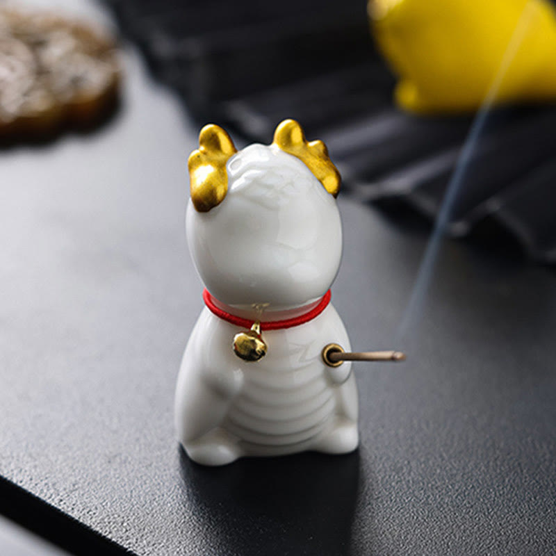 Quemador de incienso de cerámica curativo con forma de campana de dragón y Buddha Stones para decoración de escritorio