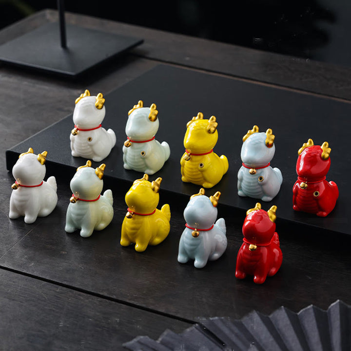 Quemador de incienso de cerámica curativo con forma de campana de dragón y Buddha Stones para decoración de escritorio