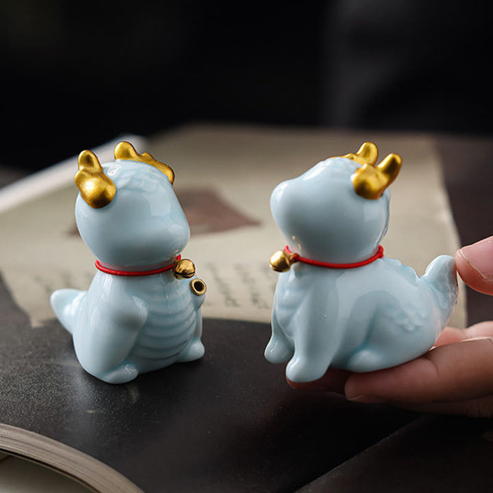 Quemador de incienso de cerámica curativo con forma de campana de dragón y Buddha Stones para decoración de escritorio