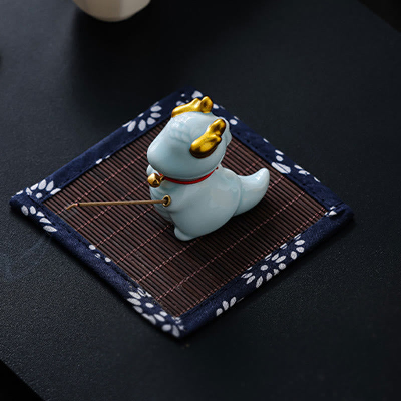 Quemador de incienso de cerámica curativo con forma de campana de dragón y Buddha Stones para decoración de escritorio