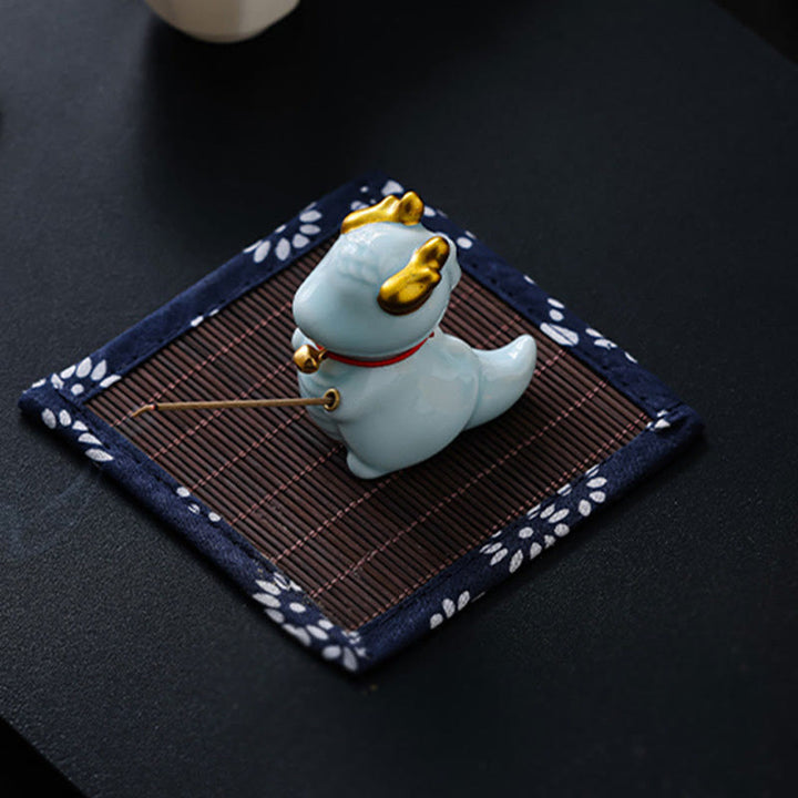 Quemador de incienso de cerámica curativo con forma de campana de dragón y Buddha Stones para decoración de escritorio