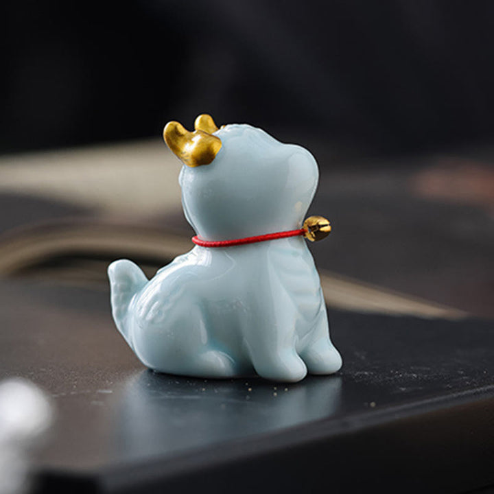 Quemador de incienso de cerámica curativo con forma de campana de dragón y Buddha Stones para decoración de escritorio