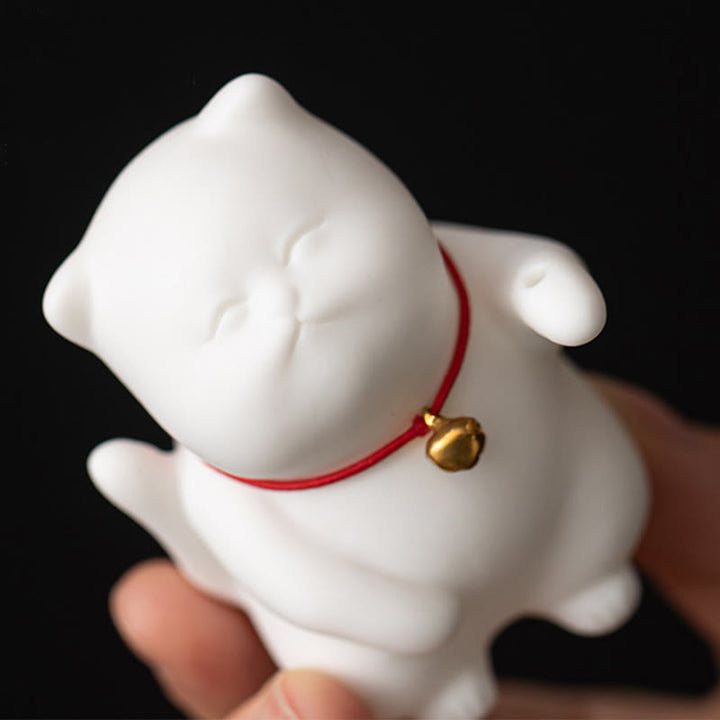 Quemador de incienso de cerámica curativo con estera de bambú y campana de gato con Buddha Stones para decoración de escritorio - image 9