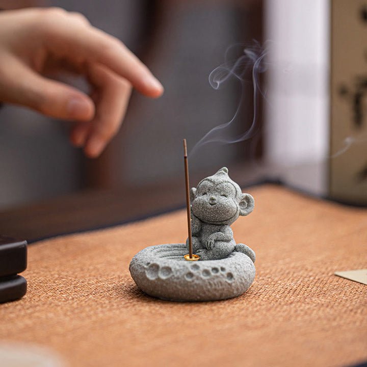 Quemador de incienso curativo con Buddha Stones y zodíaco chino para decoración de escritorio