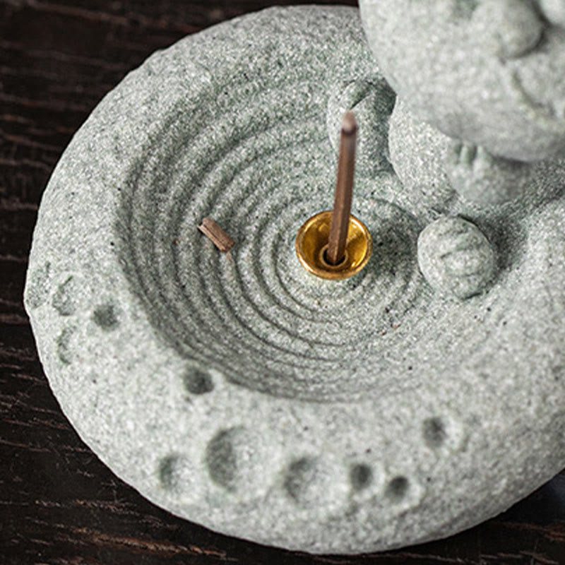 Quemador de incienso curativo con Buddha Stones y zodíaco chino para decoración de escritorio