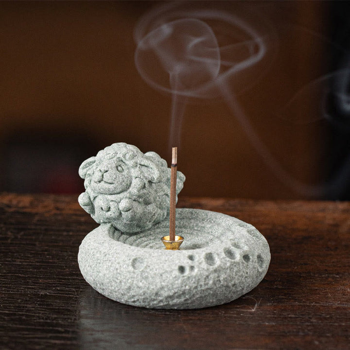 Quemador de incienso curativo con Buddha Stones y zodíaco chino para decoración de escritorio