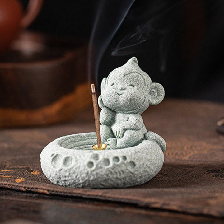 Quemador de incienso curativo con Buddha Stones y zodíaco chino para decoración de escritorio