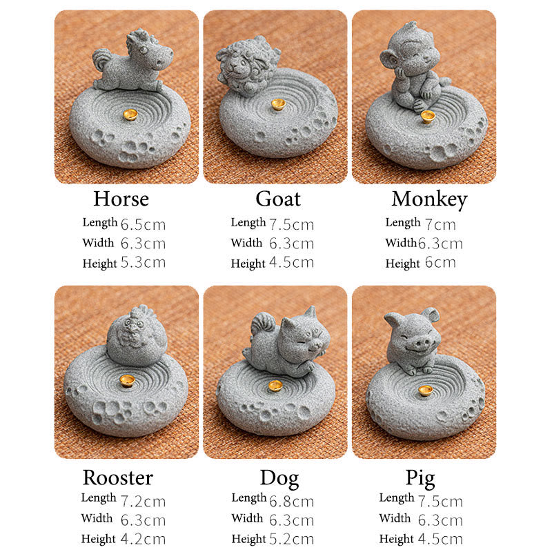Quemador de incienso curativo con Buddha Stones y zodíaco chino para decoración de escritorio