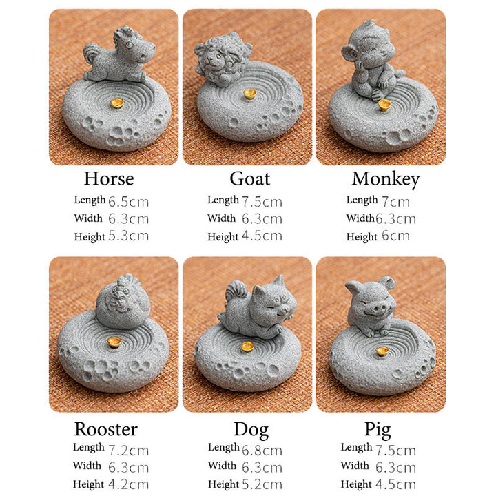 Quemador de incienso curativo con Buddha Stones y zodíaco chino para decoración de escritorio