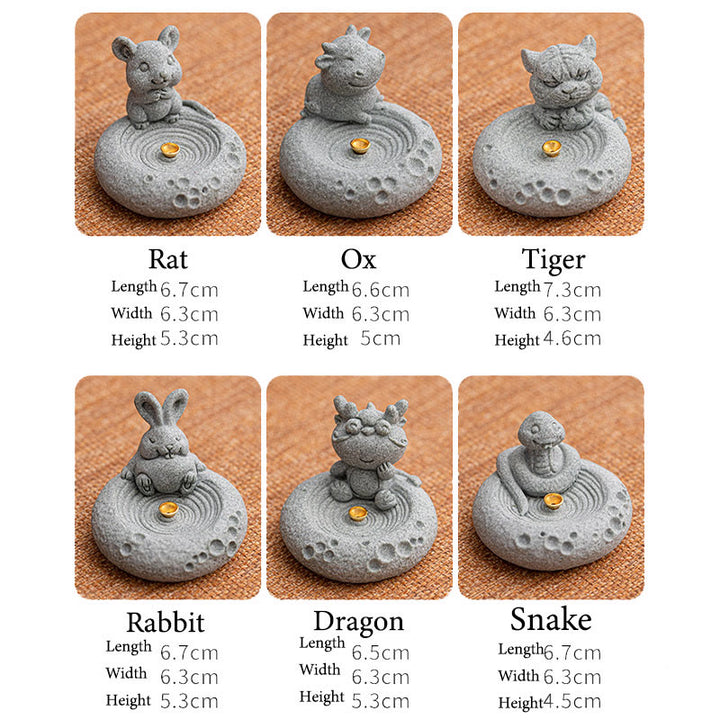 Quemador de incienso curativo con Buddha Stones y zodíaco chino para decoración de escritorio