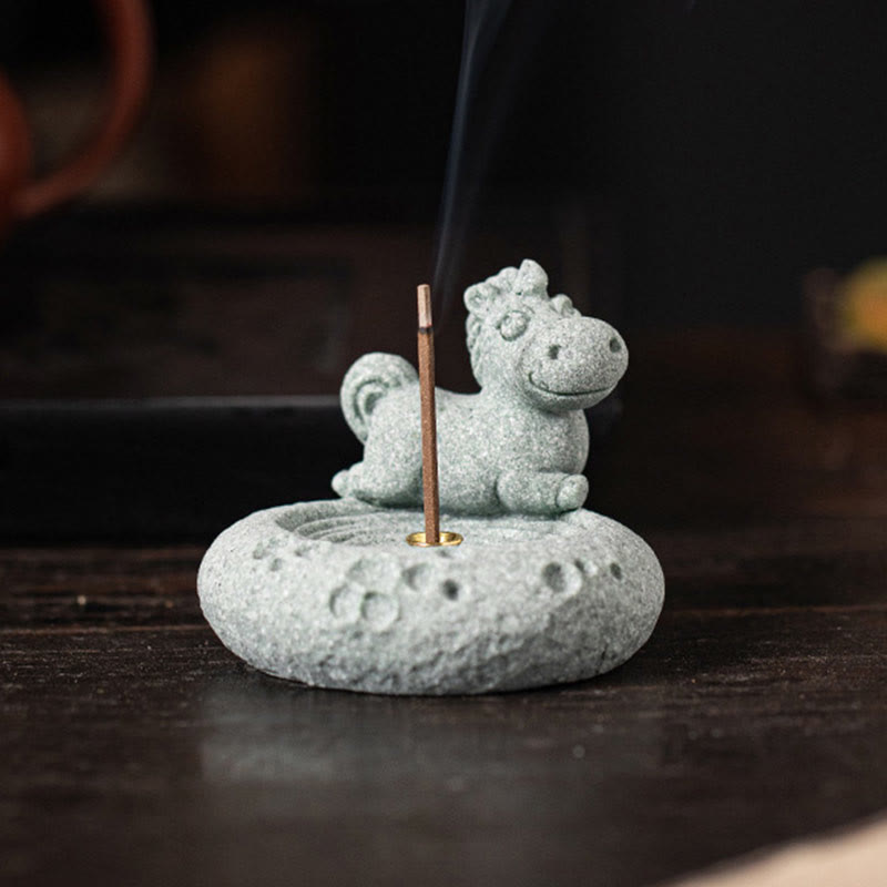 Quemador de incienso curativo con Buddha Stones y zodíaco chino para decoración de escritorio