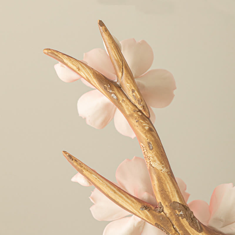 Quemador de incienso de cerámica curativo con ramas de ciruelo en flor y Buddha Stones para decoración de escritorio