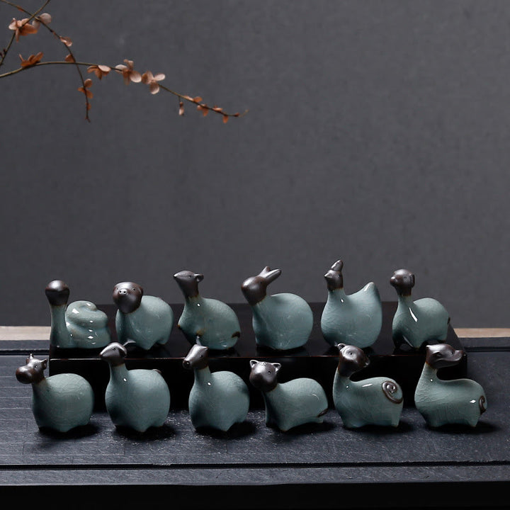 Buddha Stones con diseño del zodíaco chino, cerámica, té, mascota, decoración del hogar