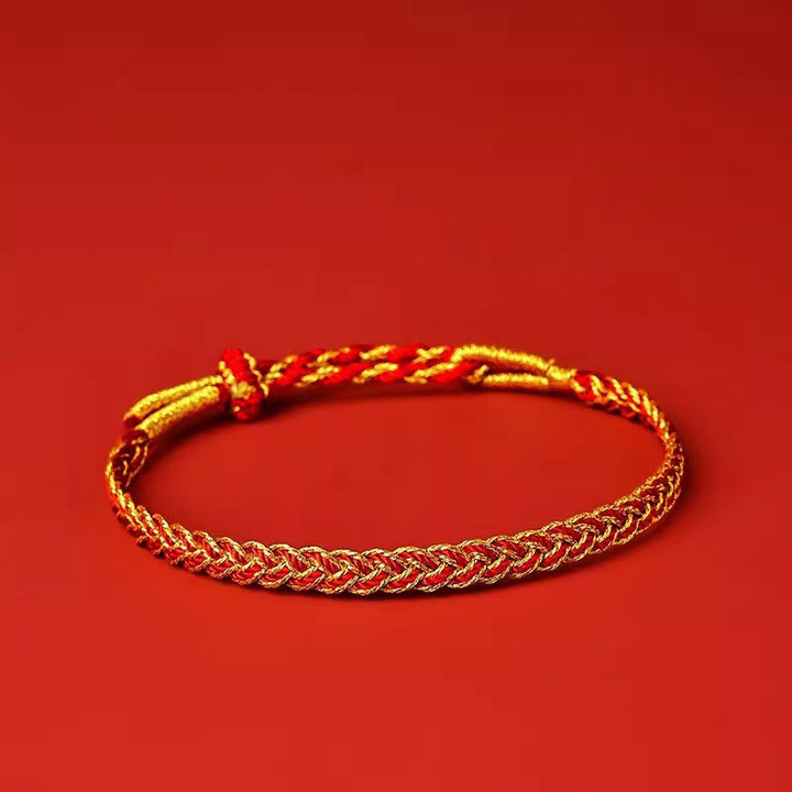 Pulsera de la suerte con hilo rojo y amarillo y Buddha Stones