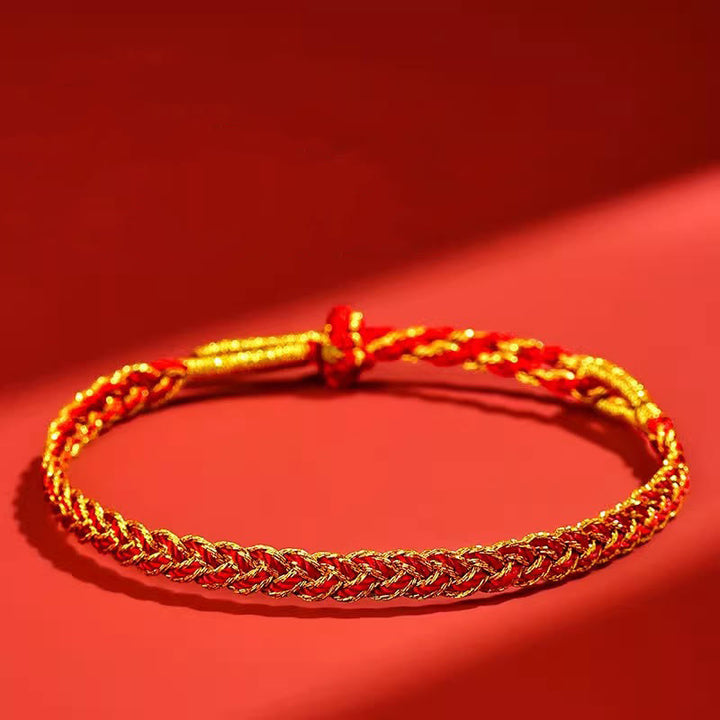 Pulsera de la suerte con hilo rojo y amarillo y Buddha Stones