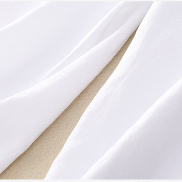 Pantalones de lino y algodón elásticos con bolsillos y botones en la parte delantera y trasera de color liso con Buddha Stones para mujer - image 28