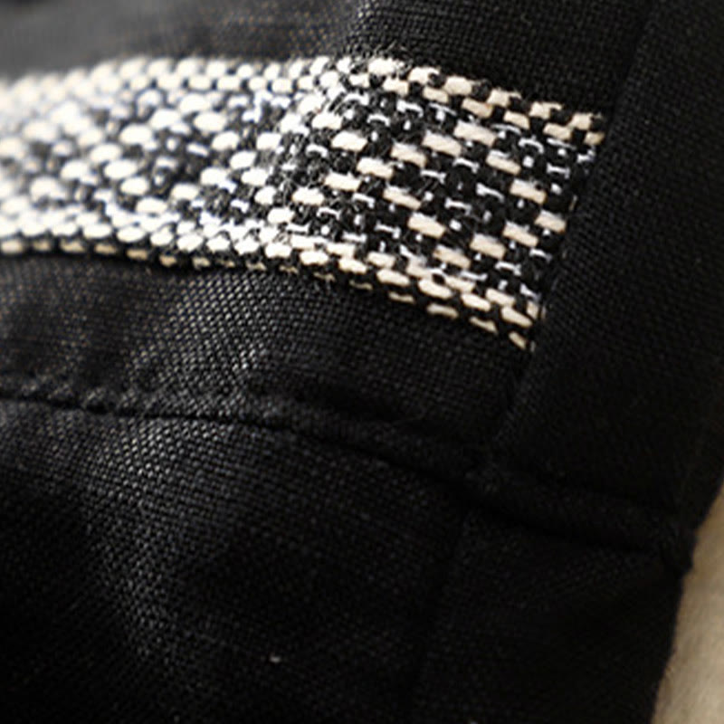 Pantalones de lino y algodón elásticos con bolsillos y botones en la parte delantera y trasera de color liso con Buddha Stones para mujer - image 32